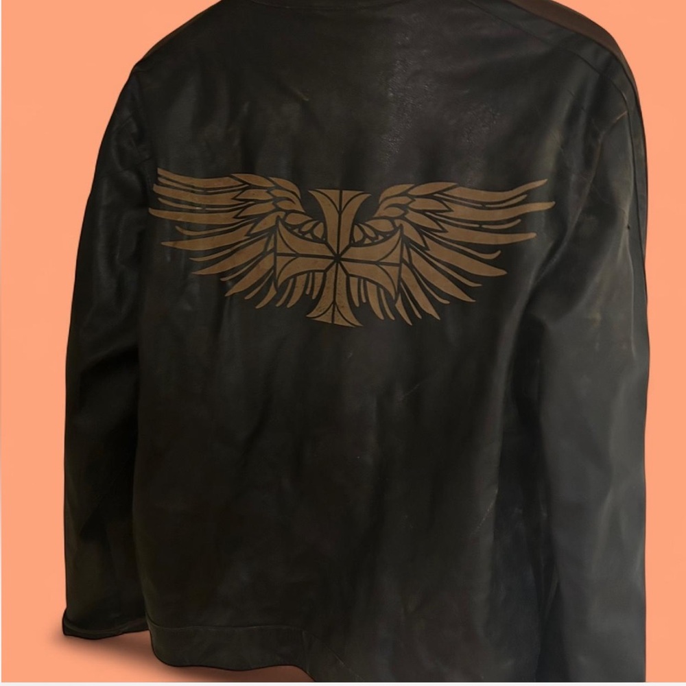 Y2K Toxic Hazard Faux Leather Jacket – Men’s XL
